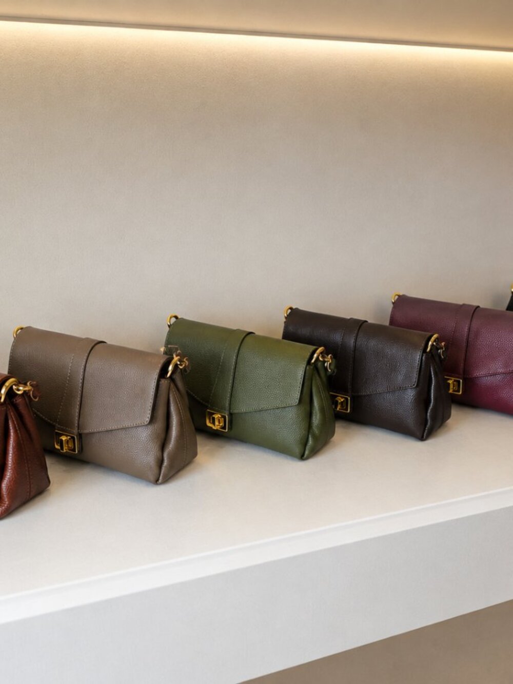 Dark Brown Italian Leather Crossbody Bag, Structured Shoulder Purse - Picture 3 of 12